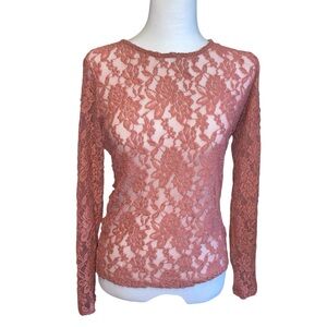 Y2K Bongo Pink Lace Long Sleeve Top Sz Medium